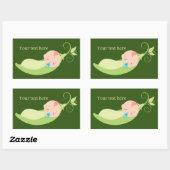 可愛いベビーピーポッドボーイズ追加文字 長方形シール (シート)