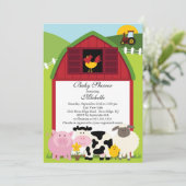 可愛いベビーファームアニマルズベビーシャワー招待状 招待状 (スタンド正面)