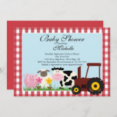 可愛いベビーファームアニマルズベビーシャワー招待状 招待状 (正面/裏面)