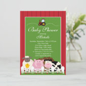 可愛いベビーファームアニマルズベビーシャワー招待状 招待状 (スタンド正面)
