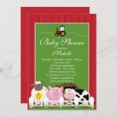 可愛いベビーファームアニマルズベビーシャワー招待状 招待状 (正面/裏面)