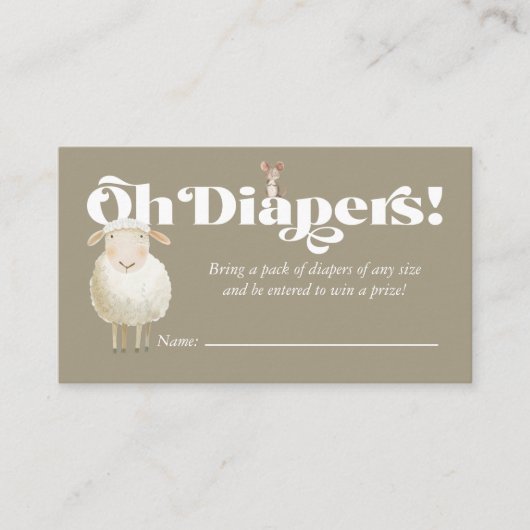 可愛いベビーファーム動物おむつラッフルエンクロージャー 名刺 (正面)