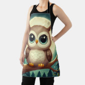 可愛いベビーフクロウ夜の月 エプロン (インサイチュ)