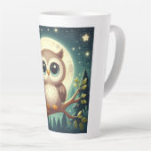 可愛いベビーフクロウ夜の月 カフェラテマグ (右アングル)