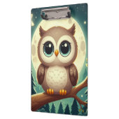 可愛いベビーフクロウ夜の月 クリップボード (左)