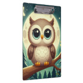 可愛いベビーフクロウ夜の月 クリップボード (右)