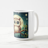 可愛いベビーフクロウ夜の月 コーヒーマグカップ (正面右)