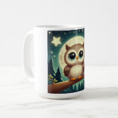 可愛いベビーフクロウ夜の月 コーヒーマグカップ (正面左)