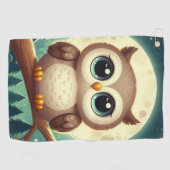 可愛いベビーフクロウ夜の月 ゴルフタオル (横)