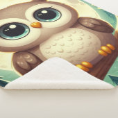 可愛いベビーフクロウ夜の月 シェルパブランケット (3/4)