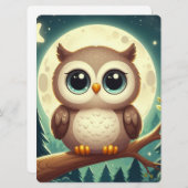 可愛いベビーフクロウ夜の月 シーズンカード (正面/裏面)