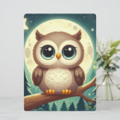 可愛いベビーフクロウ夜の月 シーズンカード (スタンド正面)