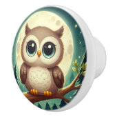 可愛いベビーフクロウ夜の月 セラミックノブ (右)