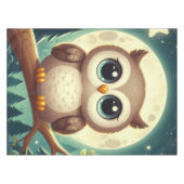 可愛いベビーフクロウ夜の月 テーブルクロス (正面(横))