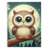 可愛いベビーフクロウ夜の月 ノートブック (正面)