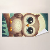 可愛いベビーフクロウ夜の月 バスタオル (バスタオル)