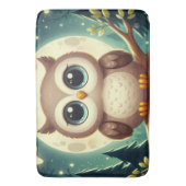可愛いベビーフクロウ夜の月 バスマット (正面縦)