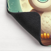 可愛いベビーフクロウ夜の月 マウスパッド (コーナー)