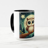 可愛いベビーフクロウ夜の月 マグカップ (正面左)