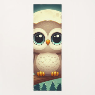 可愛いベビーフクロウ夜の月 ヨガマット