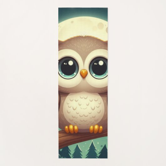 可愛いベビーフクロウ夜の月 ヨガマット (正面)