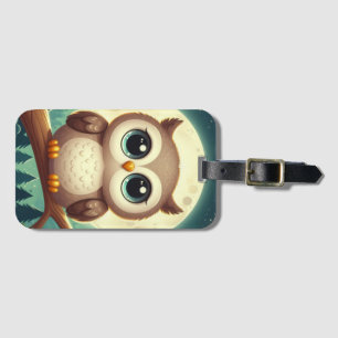 可愛いベビーフクロウ夜の月 ラゲッジタグ