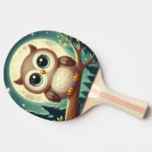 可愛いベビーフクロウ夜の月 卓球ラケット (横)