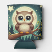 可愛いベビーフクロウ夜の月 缶クーラー (裏面)
