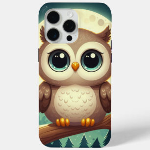 可愛いベビーフクロウ夜の月 iPhone 15 PRO MAXケース