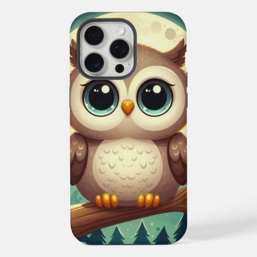 可愛いベビーフクロウ夜の月 iPhoneケース (裏面)