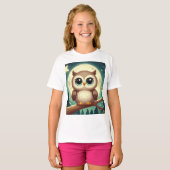 可愛いベビーフクロウ夜の月 Tシャツ (正面フル)