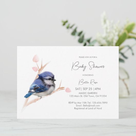 可愛いベビーブルージェベイビーシャワー 招待状 (スタンド正面)