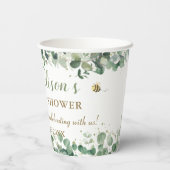 可愛いベビーベアグリーンリーニュートラルベビーシャワー 紙コップ (裏面)