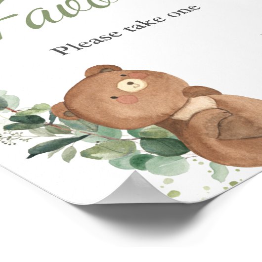 可愛いベビーベア緑の好意を取って下さい ポスター (角)