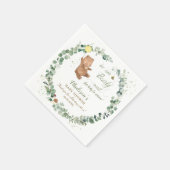 可愛いベビーベア緑男女兼用の赤ちゃんシャワー スタンダードカクテルナプキン (角)