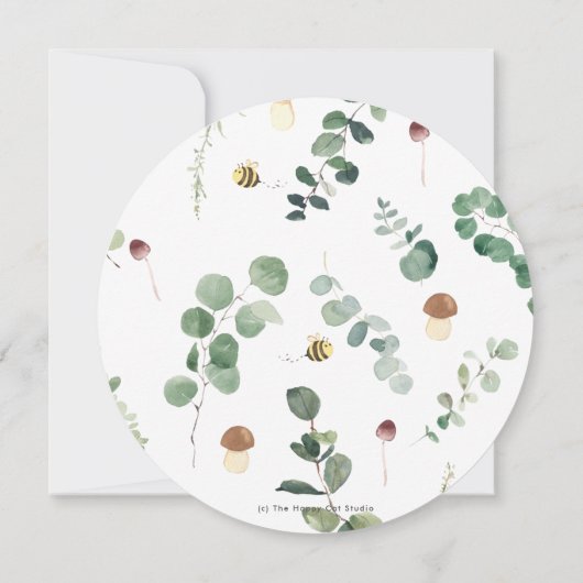 可愛いベビーベア緑男女兼用の赤ちゃんシャワー 招待状 (裏面)