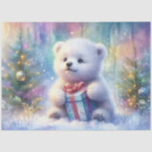 可愛いベビーホッキョクグマとクリスマスプレゼントの切り離 薄葉紙 (正面)