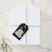 可愛いベビーホッキョクグマのクリスマスライト星空の夜 ギフトタグ (より糸付き)