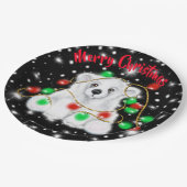 可愛いベビーホッキョクグマのクリスマスライト星空の夜 ペーパープレート (アングル)