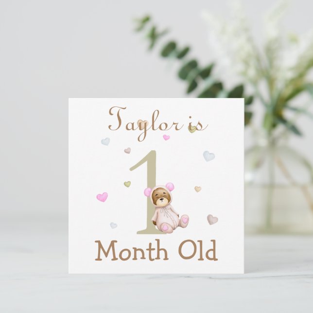 可愛いベビーマイルストーンマーカー1ヶ月と2ヶ月 (スタンド正面)