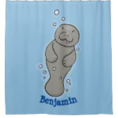 可愛いベビーマナーバブルイラストレーション シャワーカーテン (正面)