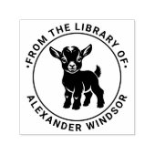 可愛いベビーヤギ#1丸図書館ブックネーム セルフインキングスタンプ (デザイン)