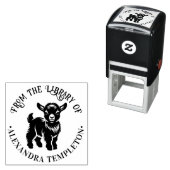 可愛いベビーヤギ#2丸図書館ブックネーム セルフインキングスタンプ (インサイチュ)