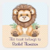 可愛いベビーライオンこの本はパーソナライズされた スクエアシール (正面)
