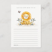 可愛いベビーライオンの葉のアドバイスママ赤ちゃんシャワー エンクロージャーカード (正面)
