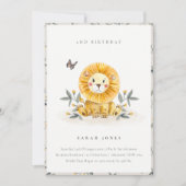 可愛いベビーライオンリーフ任意の年齢誕生日招待状 サンキューカード (正面)