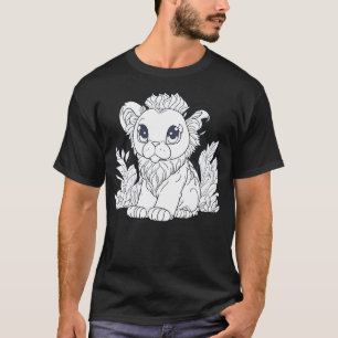 可愛いベビーライオン色本キッズきれいなラインアートs tシャツ