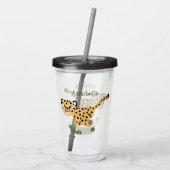 可愛いベビーランニングチーターイラストレーション アクリルタンブラー (裏面)