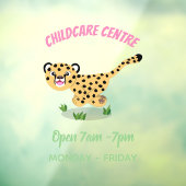 可愛いベビーランニングチーターイラストレーション ウィンドウサイン (シート3)