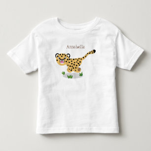 可愛いベビーランニングチーターイラストレーション トドラーTシャツ